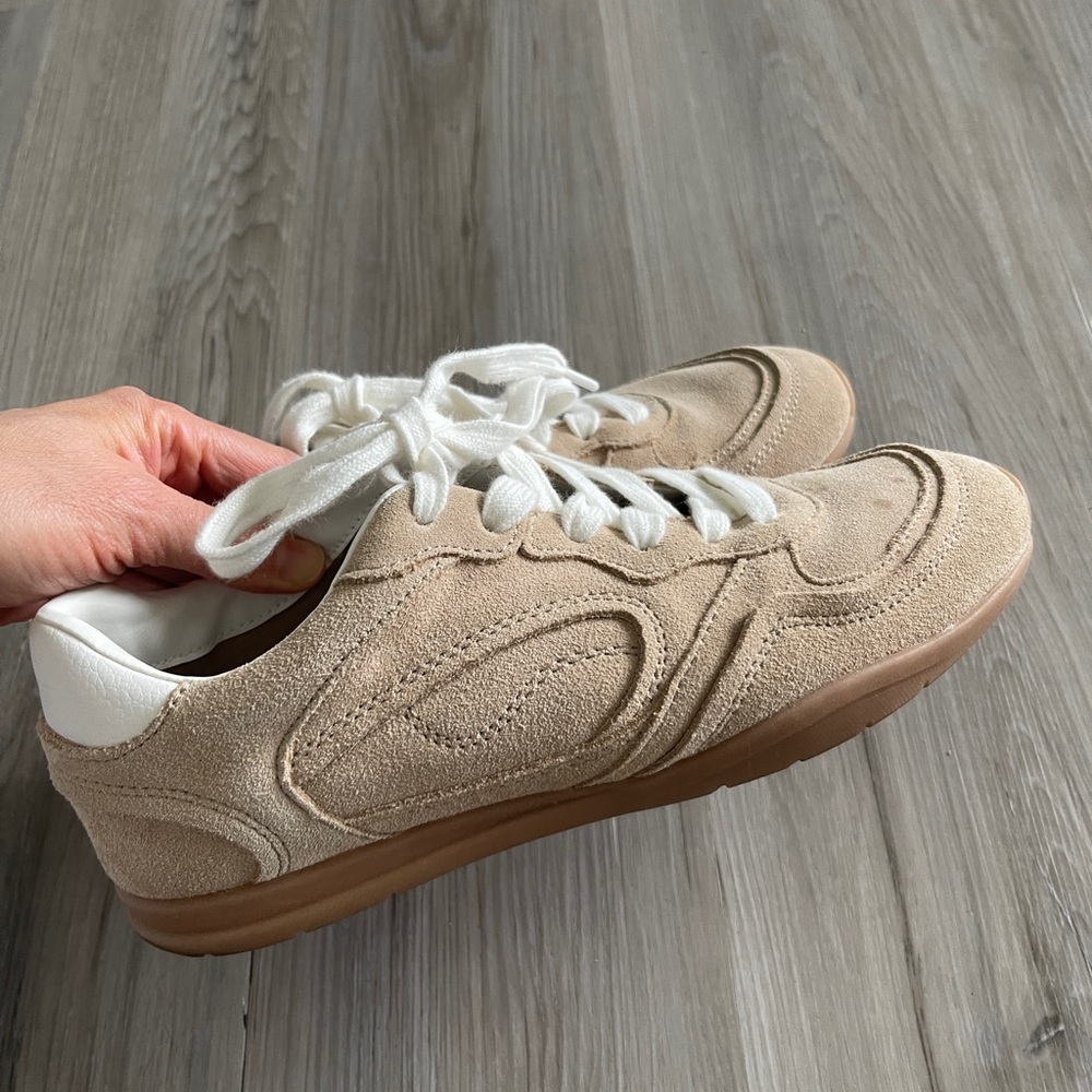 Zara Taupe  Suede Athletic Sneakers